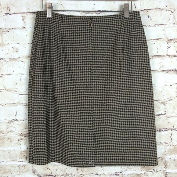 Ann Taylor Black Tan Houndstooth Wool Skirt SOLD - Picture 6 of 7